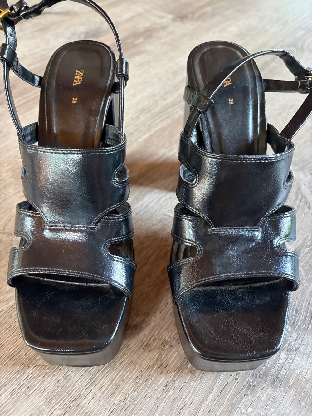 ZARA Black Block Heel Platform Heels
